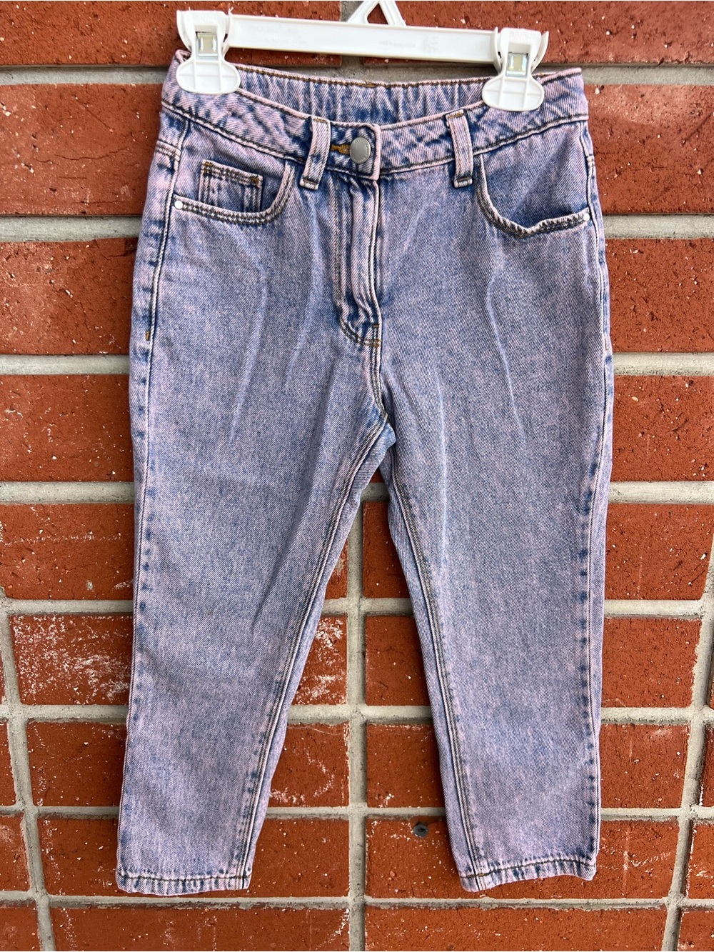 NEXT Girls Never Worn Cropped Jeans Size 6 Pink Blue Wash Denim